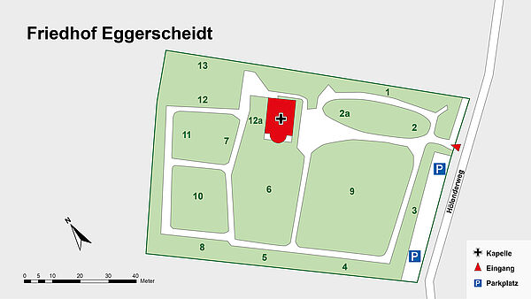 Übersichtsplan des Friedhofs Eggerscheidt